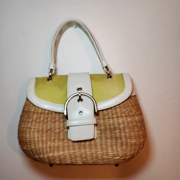 Coach Vintage Limited Edition Green Wicker Woven Hand Bag Small - Picture 2 of 16